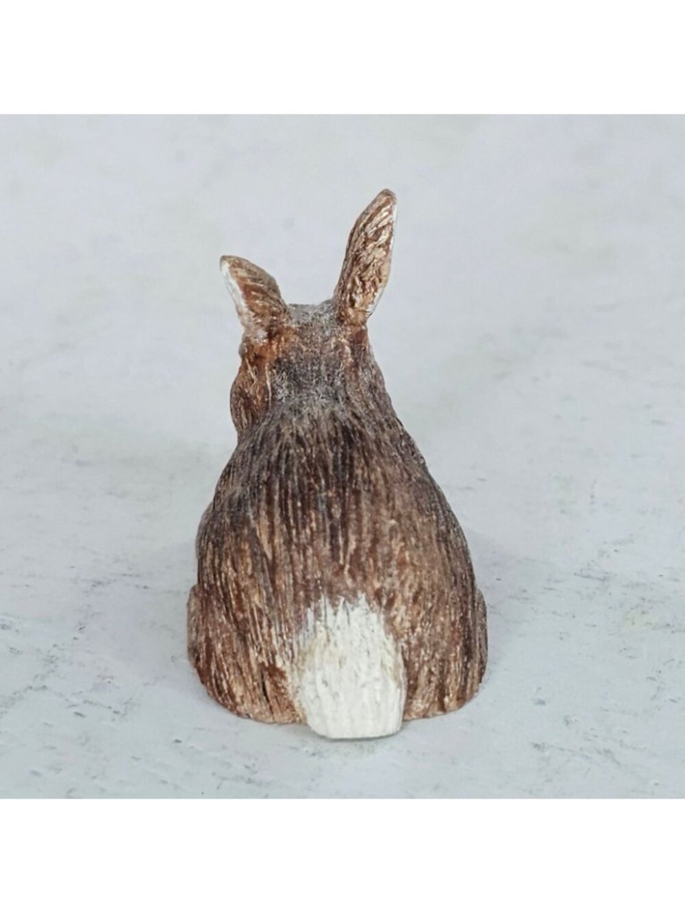 Hand Carved Wood Bunny Rabbit Figurine By Buyrl Ann Franks Miniature Sculpture - Picture 4 of 8